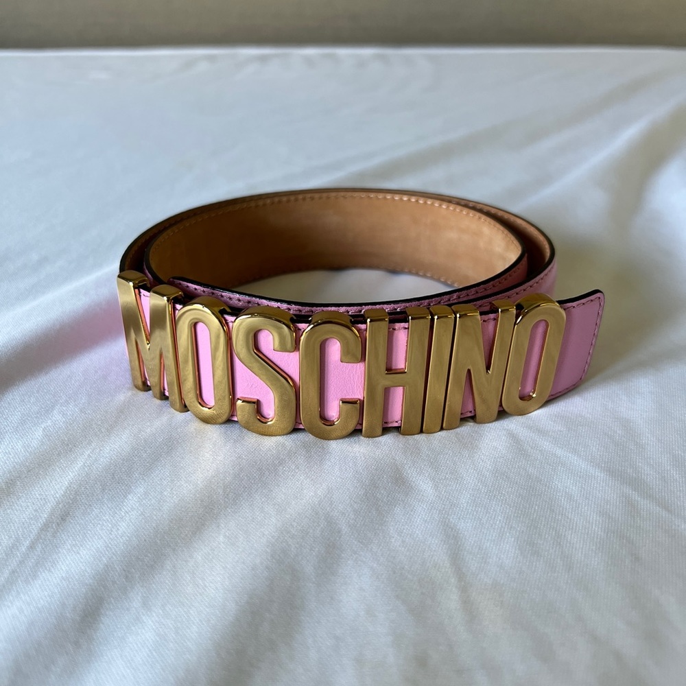 Moschino logo leather belt